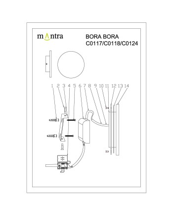 BORA BORA * APLIQUE / PLAFÓN LED REDONDO NEGRO - 16W 3000K